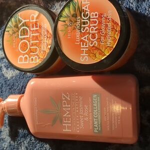 HEMPZ BEAUTY Jasmine&Rose MOISTURIZER & Pineapple/melon body butter& sugar scrub